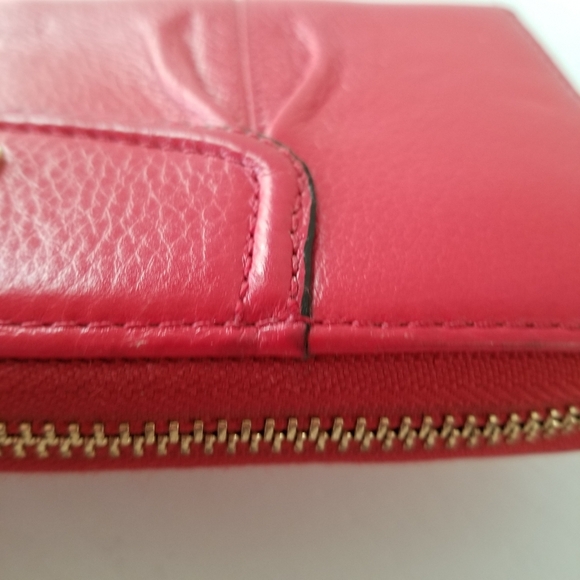 Coach Red Leather Zip Around Wallet - Picture 13 of 16